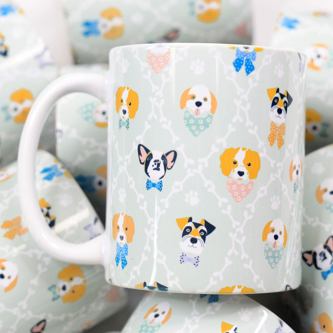 Dog Faces Full Wrap Ceramic Mug