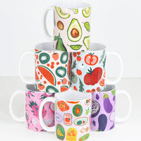 Fruit Labels PURPLE Full Wrap Ceramic Mug