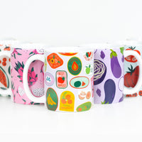 Fruit Labels PURPLE Full Wrap Ceramic Mug