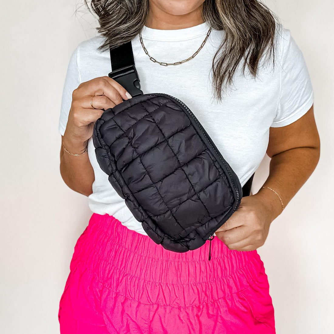 black puff crossbody bag