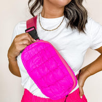 hot pink puff crossbody bag