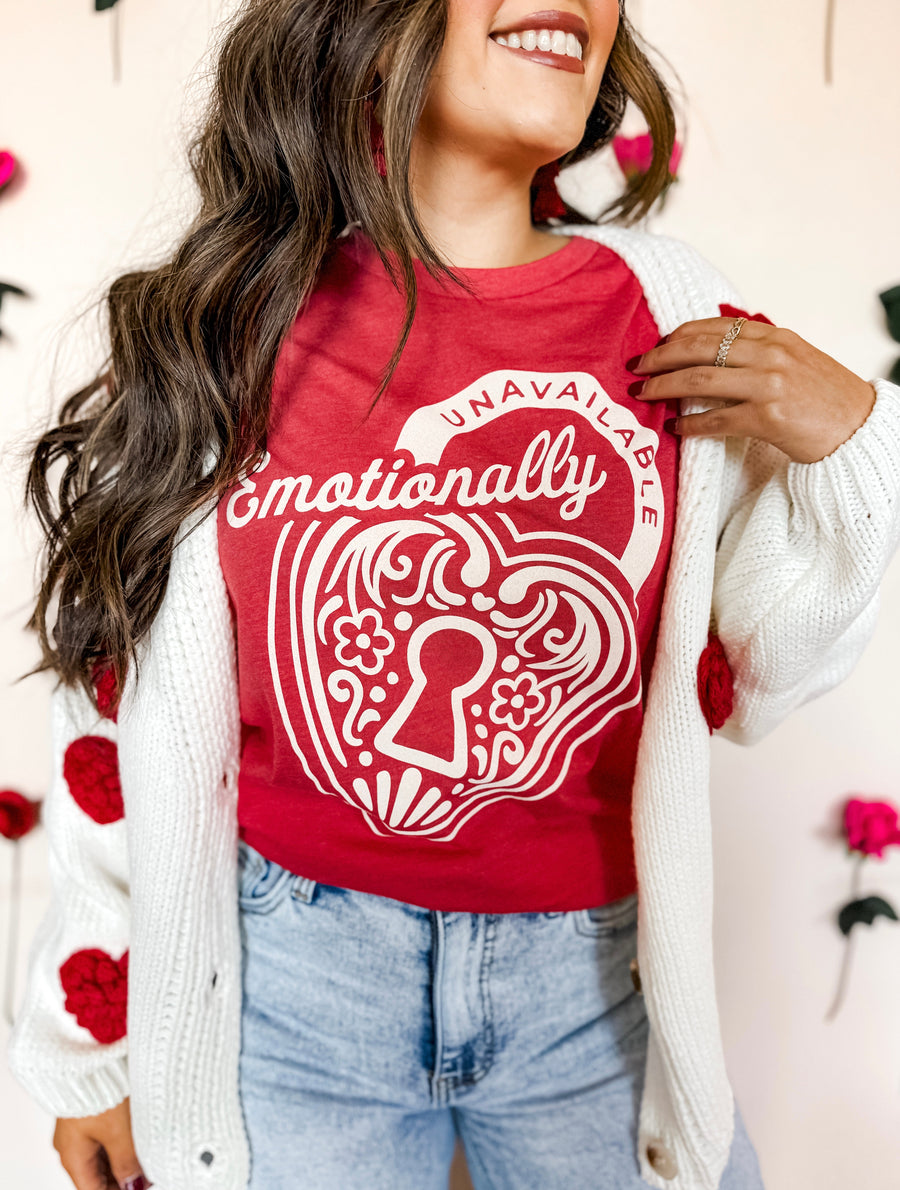 Emotionally Unavailable Red Tee