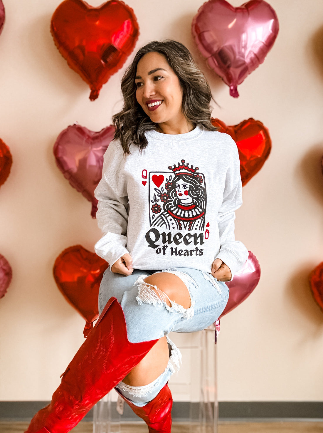 Queen of Hearts Sweatshirt, Valentine&