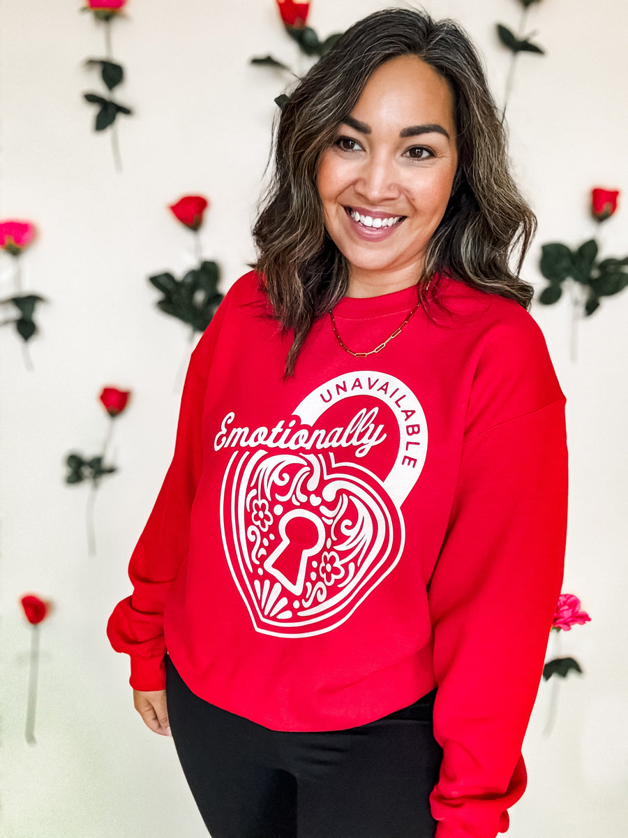 Emotionally Unavailable Red Sweatshirt