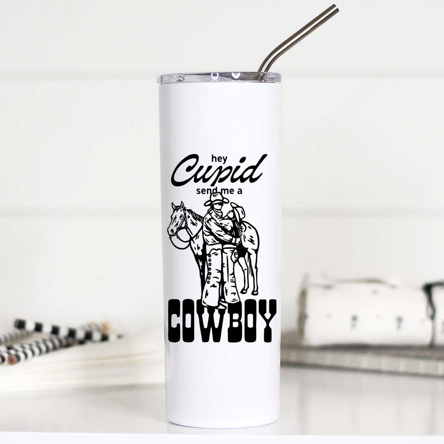 Hey Cupid Send Me a Cowboy Tall Travel Cup