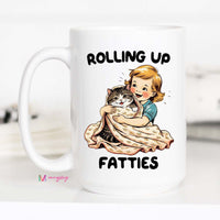 White Rolling Up Fatties Funny Mug