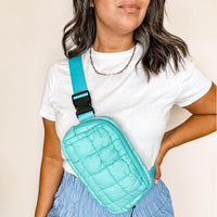 turquoise puff crossbody bag