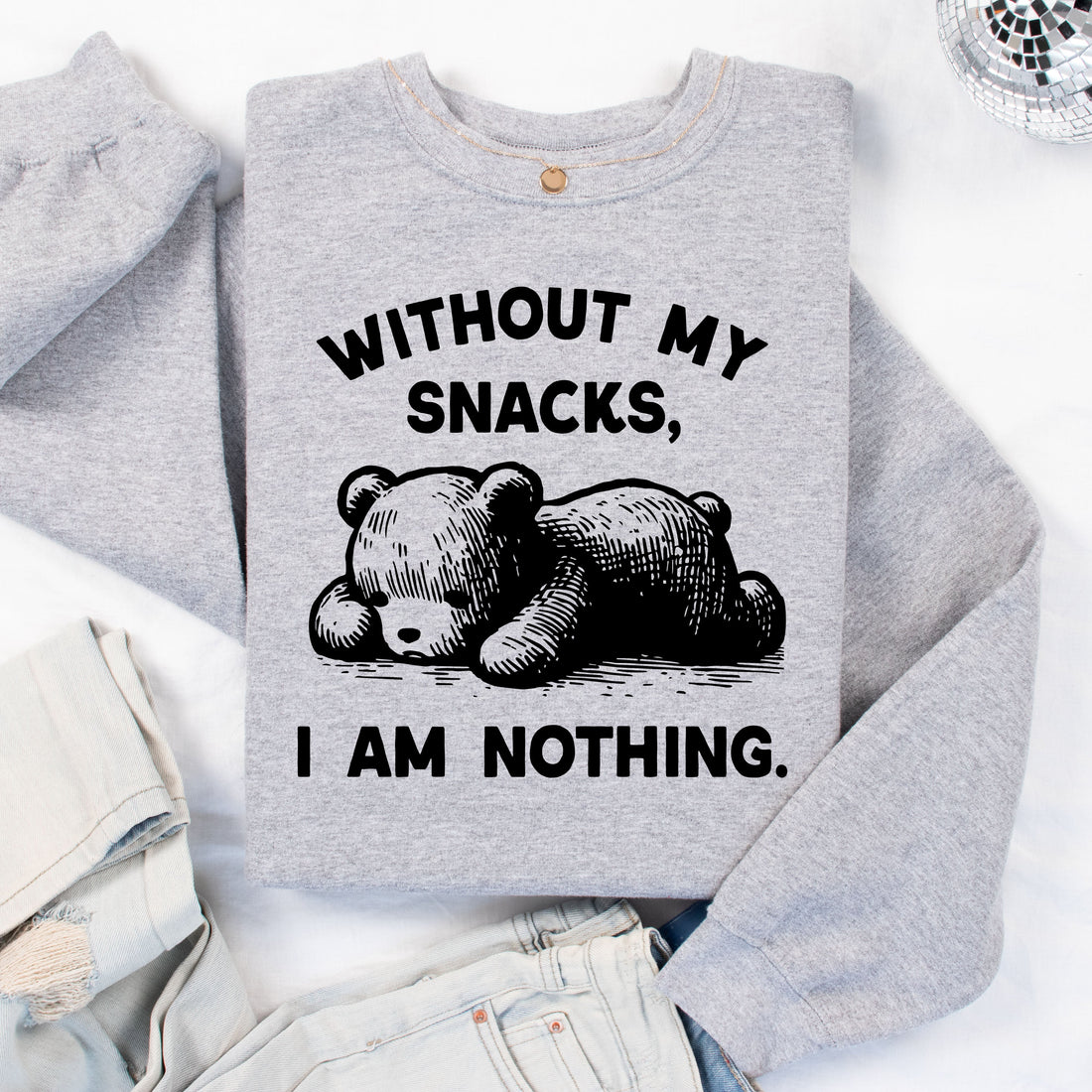 Without My Snacks Sweatshirt (ASH Grey)